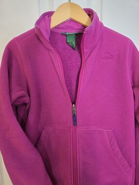 L.L. Bean Full-Zip Fleece Jacket in Bright Magenta, Kids Sz 8